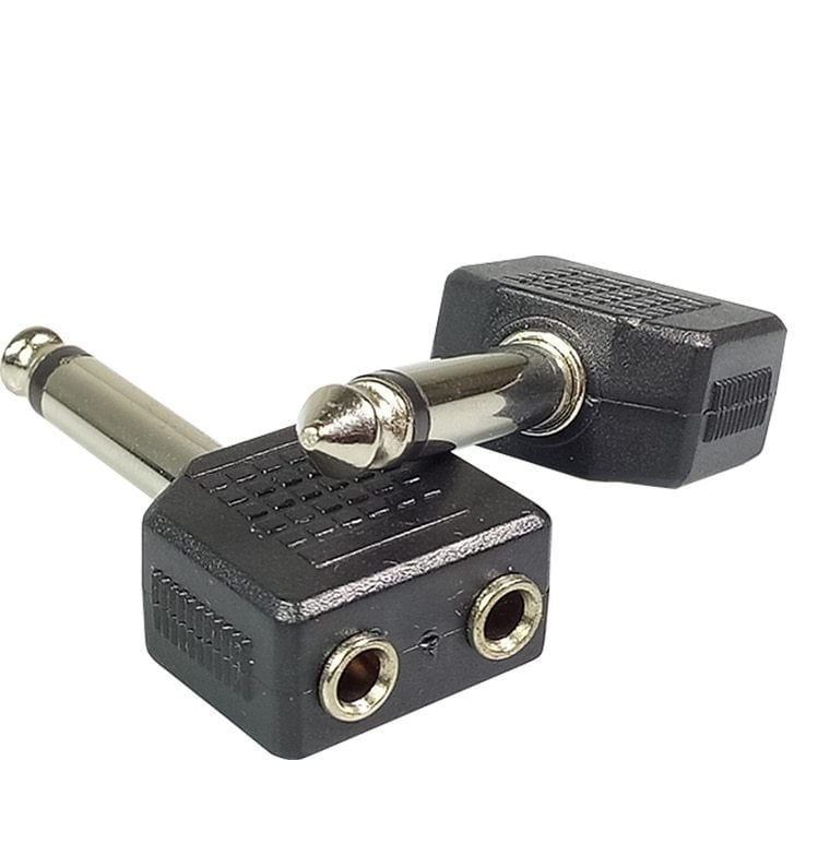 Mono jack 3.5mm çift dişi soket için Mono 6.35mm erkek
