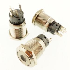 Onpow Anahtar Yuvarlak Metal Su Geçirmez Beyaz 19mm 12V Nokta Led'li  No:49