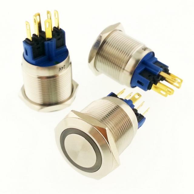 Onpow Anahtar Yuvarlak Metal Su Geçirmez Turuncu 19mm 12V/24V Halka Led'li No:48