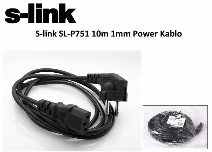 POWER 220V kablo Siyah  SL-P751  3x1mm 10 MT  S-LİNK