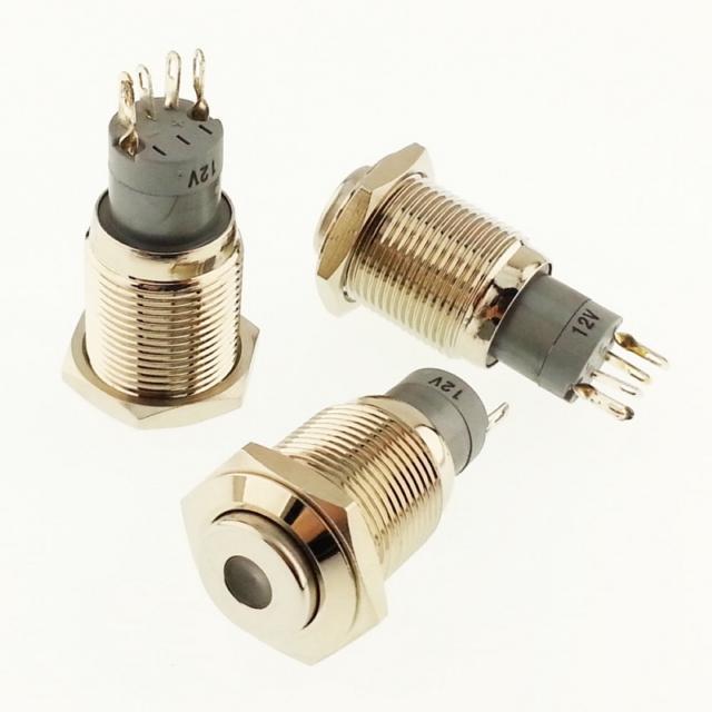 Onpow Anahtar Yuvarlak Metal Su Geçirmez Beyaz 16mm 12V/24V Nokta Led'li No:29-Y