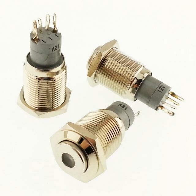 Onpow Anahtar Yuvarlak Metal Su Geçirmez Beyaz 16mm 12V/24V Nokta Led'li No:29-Y