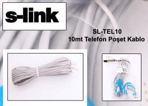 S-LİNK SL-TEL10 KÖKEN KABLO HER İKİ UCU JAKLI 10 mt