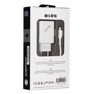 S-link SL-EC50 12w Hızlı Şarj 5V 2400MA İphone Kablolu 2 USB Çıkışlı Beyaz Ev Şarj Adaptörü
