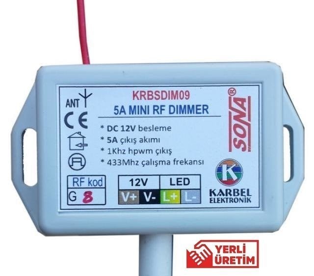 LED DİMMER KONTROL RF 5A KRBSDIM09 Tek Renk Şerit Ledler için