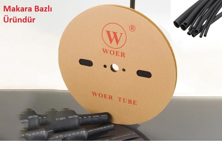 Woer 2 mm Siyah 200 Metre Isıyla Daralan Makaron