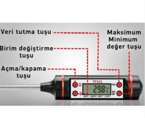 TP101 Saplama Tip Dijital Gıda Termometresi 150mm  -50/300°