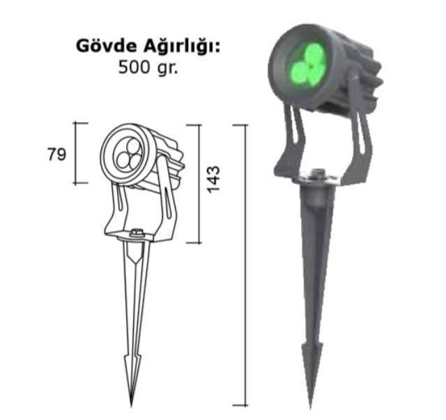 3 X 1 W GÜNIŞIĞI POWER LED DIŞALAN  ARMATÜR