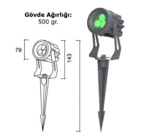 3 X 1 W GÜNIŞIĞI POWER LED DIŞALAN  ARMATÜR