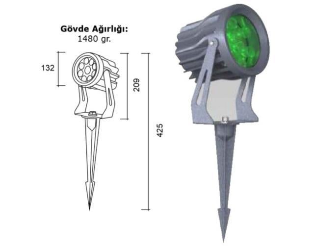 9 X 1 W GÜNIŞIĞI POWER LED DIŞALAN  ARMATÜR