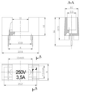 Sigorta Yuvası Pcb Tip TK79 Krem -Siyah ( 5x20 mm Sigortalar için Uygun )
