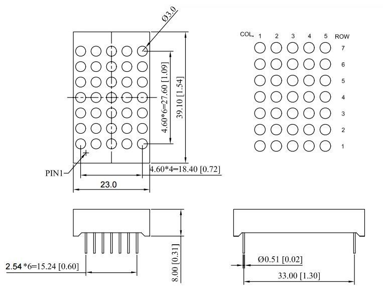 KPM-1057 ASRND 5x7-3 KIRMIZI KATOT DOTMATRİX 30mm