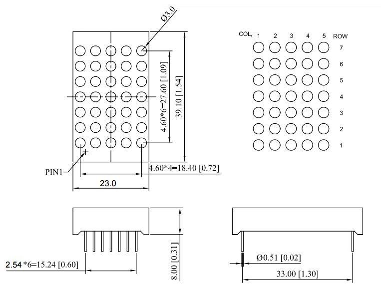 KPM-1057 ASRND 5x7-3 KIRMIZI KATOT DOTMATRİX 30mm