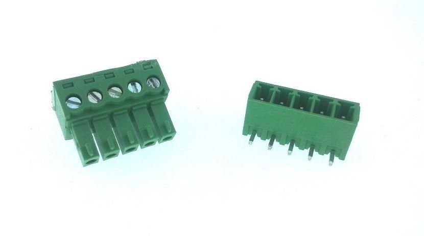 5'Lİ 3,81 MM KLEMENS 90°  DİŞİ+ERKEK TAKIM YEŞİL YANLARI KAPALI