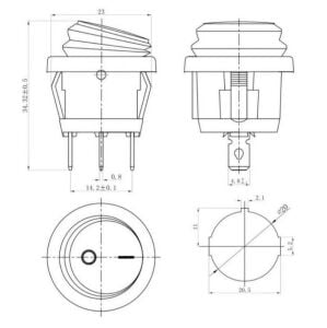ANAHTAR YUVARLAK KÖRÜKLÜ  KAFA ON ~ OFF KIRMIZI IŞIKLI 220V 3 PİN  IC-131W