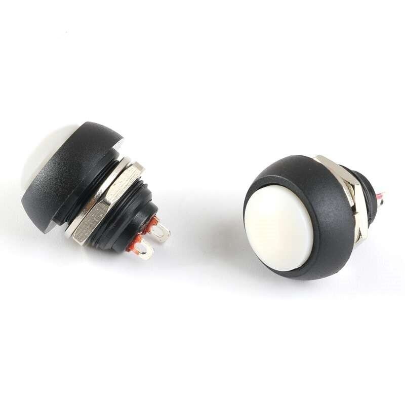 Buton Beyaz Yuvarlak 12mm Ø PBS33B / IC-184 ( Yaylı Tip )