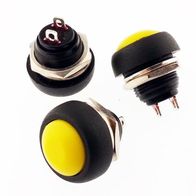 Buton Sarı Yuvarlak 12mm Ø PBS33B / IC-184 ( Yaylı Tip )