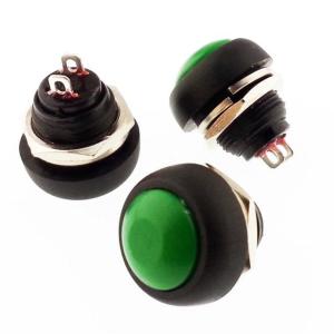 Buton Yeşil Yuvarlak 12mm Ø PBS33B / IC-184 ( Yaylı Tip )