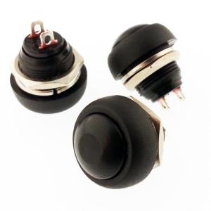 Buton Siyah Yuvarlak 12mm Ø PBS33B / IC-184 ( Yaylı Tip )