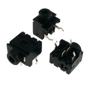 STEREO JAK 3,5mm DİŞİ PCB  3 Pin'li SOMUNSUZ SİYAH YATIK BÜYÜK !