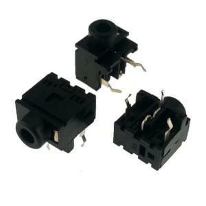 STEREO JAK 3,5mm DİŞİ PCB  3 Pin'li SOMUNSUZ SİYAH YATIK BÜYÜK !