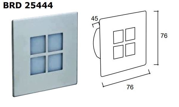 BRD 25444M 12 SMD LEDLİ İNOX  MAVİ KARE  YELKEN SERİSİ