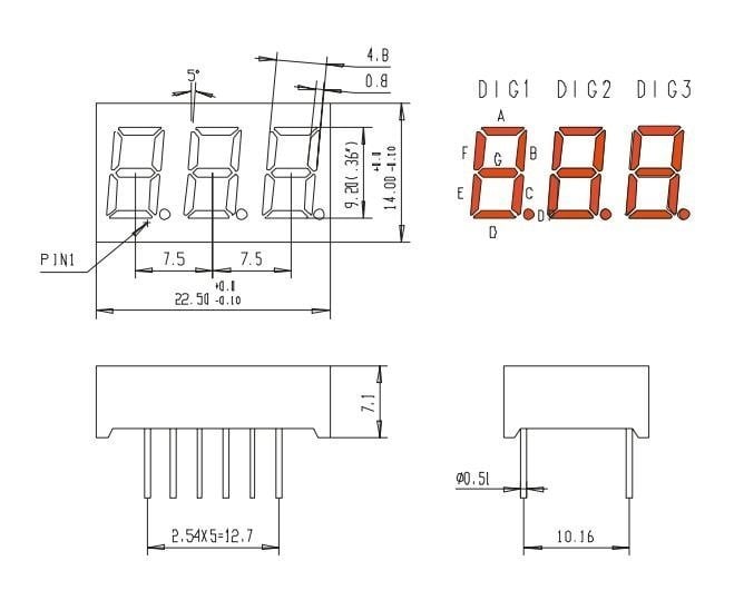 KPT-3361 ASRND ÜÇLÜ 9,72mm ORTAK KATOT SEGMENT DİSPLEY