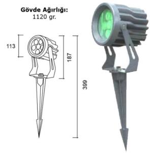 6 X 1 W BEYAZ POWER LED DIŞALAN  ARMATÜR