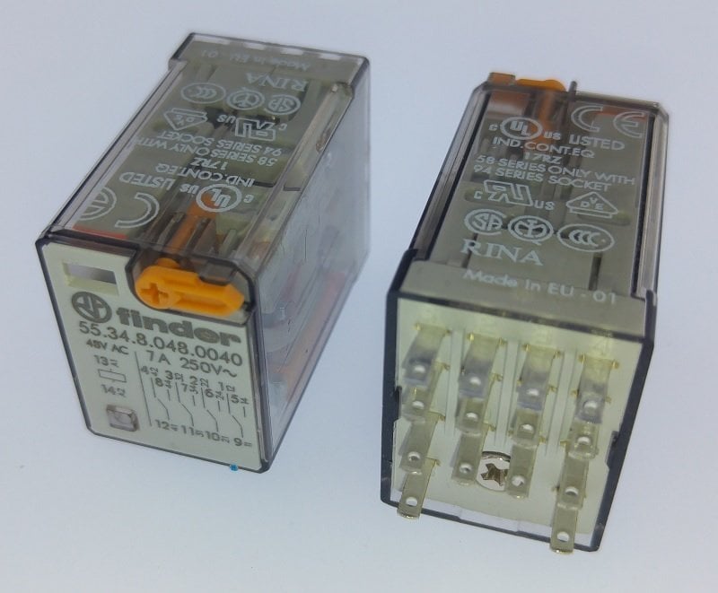 Finder Röle 55.34.8.048.0040 Soket Montaj AgNi 4CO 7A Kilitli Test Buton , Hata Göstergesi