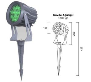 12 X 1 W BEYAZ POWER LED DIŞALAN  ARMATÜR