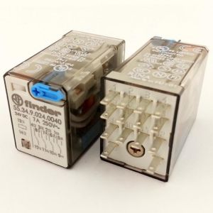 Finder Röle 55.34.9.024.0040 Soket Montaj AgNi 4CO 7A Kilitli Test Buton , Hata Göstergesi
