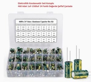 Elektrolitik Kondansatör Seti Kutuplu 460 Adet 1uF-1500uF 24 Farklı Değerde Şeffaf Çantada
