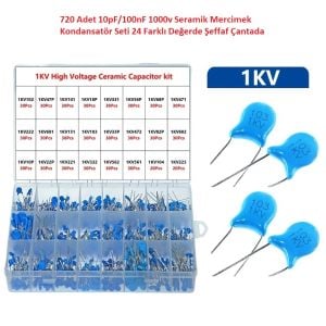 700 Adet 10pF/100nF 1000v Seramik Mercimek Kondansatör Seti 24 Farklı Değerde Şeffaf Çantada