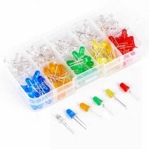 200 Adet 5mm Led Seti Kırmızı Mavi Yeşil Sarı Turuncu 10 Çeşit Renklerinde Plastik Çantada