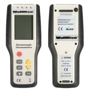 Wellhise HT-9815 K Tip 4 Girişli Dijital Termometre -200~1372C (K Type)