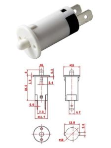 Ters Buton Yuvarlak Beyaz 12 mm 2 Pim Ic-187A ( Kapalı Kontak )