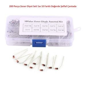 200 Parça Zener Diyot Seti 1w 10 Farklı Değerde Şeffaf Çantada