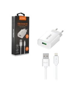 Hytech HY-XE26L 2100MA Ev Şarj 11W + 2,4A Lightning USB Kablolu Beyaz Şarj Adaptör Seti