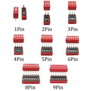 45 Adet Dip Switch Seti 1-9 Pin 2,54mm 9 Çeşit Şeffaf Çantada