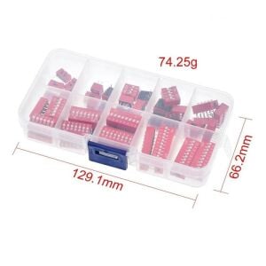 45 Adet Dip Switch Seti 1-9 Pin 2,54mm 9 Çeşit Şeffaf Çantada