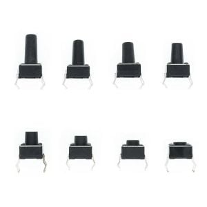 100 Parça Tact Switch Seti 6x6 Dip Kılıf 10 Farklı Boy Plastik Çantada