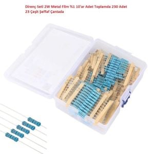 Direnç Seti 2W Metal Film %1 10'ar Adet Toplamda 230 Adet 23 Çeşit Şeffaf Çantada