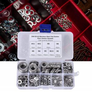 580 Adet Paslanmaz Rondela Seti M2-M12 9 Çeşit Şeffaf Çantada