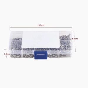 800 Adet Ahşap / Sunta Vida Seti M2 Yıldız Havşa Başlı 8 Çeşit Şeffaf Çantada