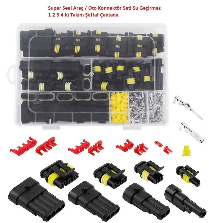 Super Seal Araç / Oto Konnektör Seti Su Geçirmez 1 2 3 4 lü Takım Şeffaf Çantada