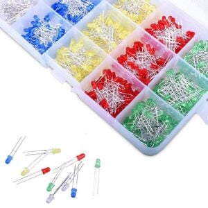 500 Adet 3mm Led Seti Beyaz Kırmızı Mavi Yeşil Sarı Renklerinde 5 Çeşit Plastik Çantada