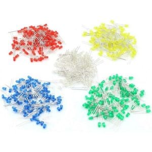 500 Adet 3mm Led Seti Beyaz Kırmızı Mavi Yeşil Sarı Renklerinde 5 Çeşit Plastik Çantada