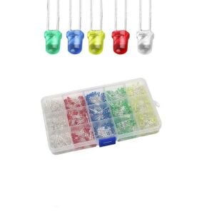 500 Adet 3mm Led Seti Beyaz Kırmızı Mavi Yeşil Sarı Renklerinde 5 Çeşit Plastik Çantada