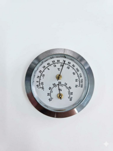 ANALOG GÜMÜŞ YUVARLAK ISI NEM ÖLÇER BİMETAL TERMOMETRE  -25+55C / %20-100 nem çap:50mm