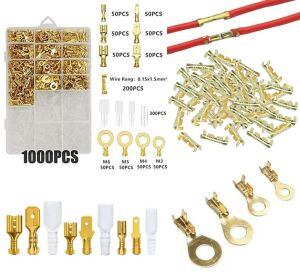 Kablo Terminal ve Halka Seti 1000 Parça Sarı (2,8-4,8-6,3mm 50 li Takım ve Kılıfı) Plastik Çantada